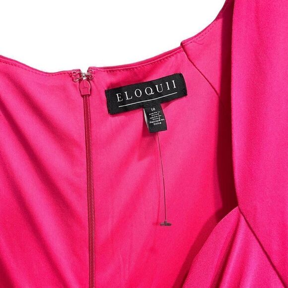 Eloquii front twist midi dress Size 18 magenta hot pink‎ - Picture 6 of 11